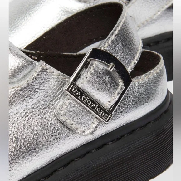 Dr. Martens Laketen Slingback Mule Tumbled Silver Metallic Size 8 NWOT - Picture 5 of 16